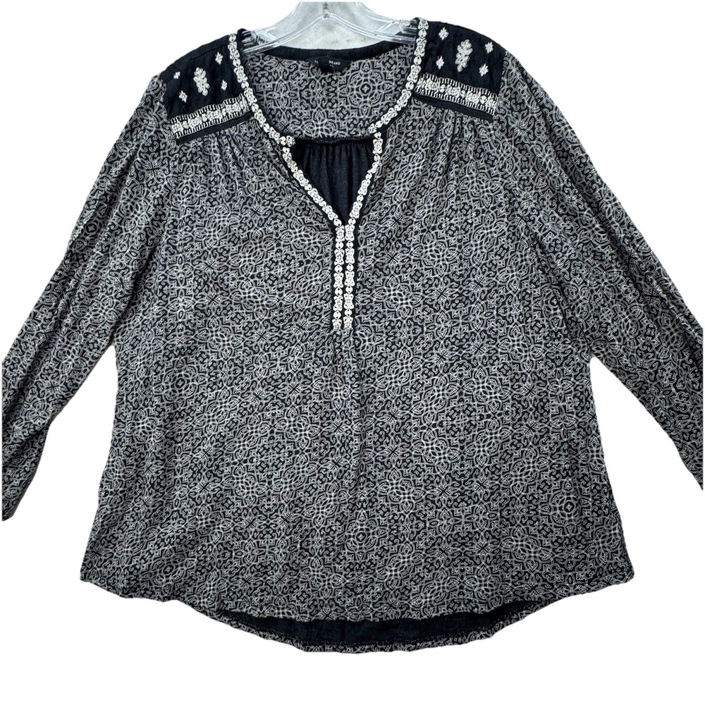 Lucky Brand Women's Modal Blend Peasant Top Blouse 3/4 Sleeve Boho Plus Size 2X